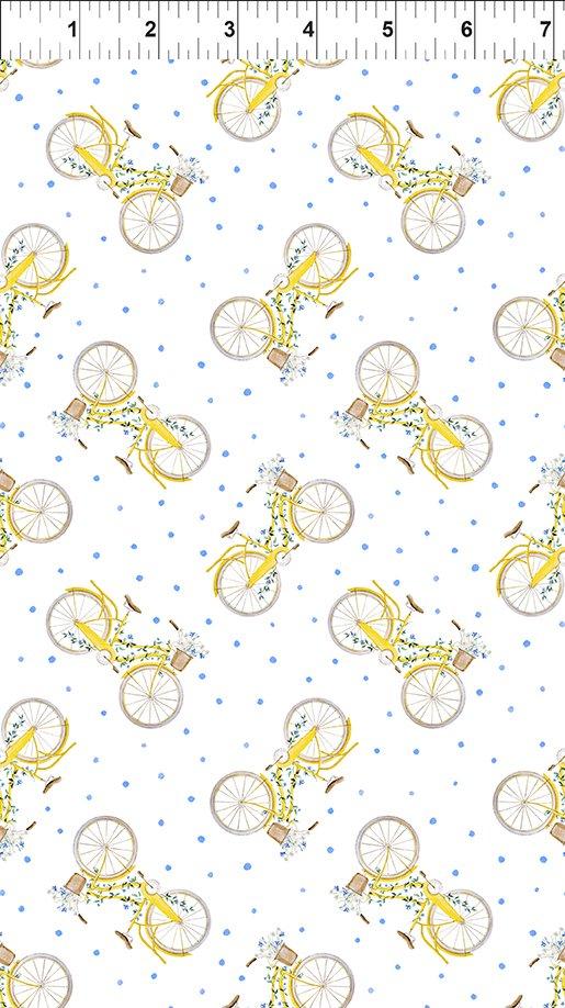 In the Beginning Fabrics Periwinkle Spring Bicycles 7PS 1 Yellow