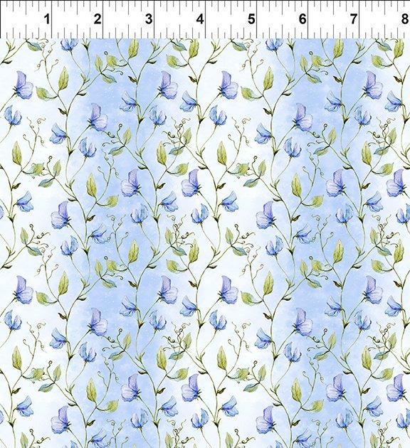 In the Beginning Fabrics Periwinkle Spring Sweet Peas 8PS 1 Periwinkle