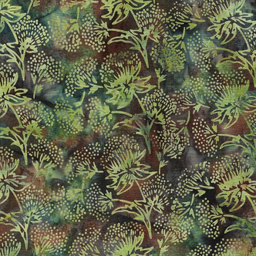 Island Batik Natural Healing Floral Herb Multi Green Brown Blue ISB112323833