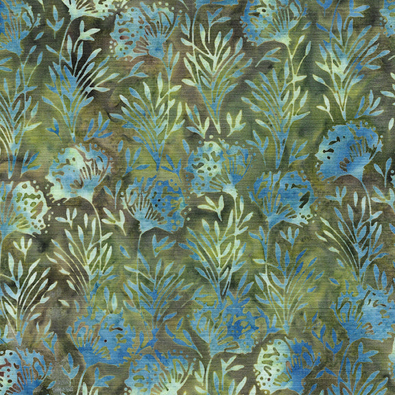 Island Batiks Natural Healing Flower with Leaves Green Jungle ISB112324670