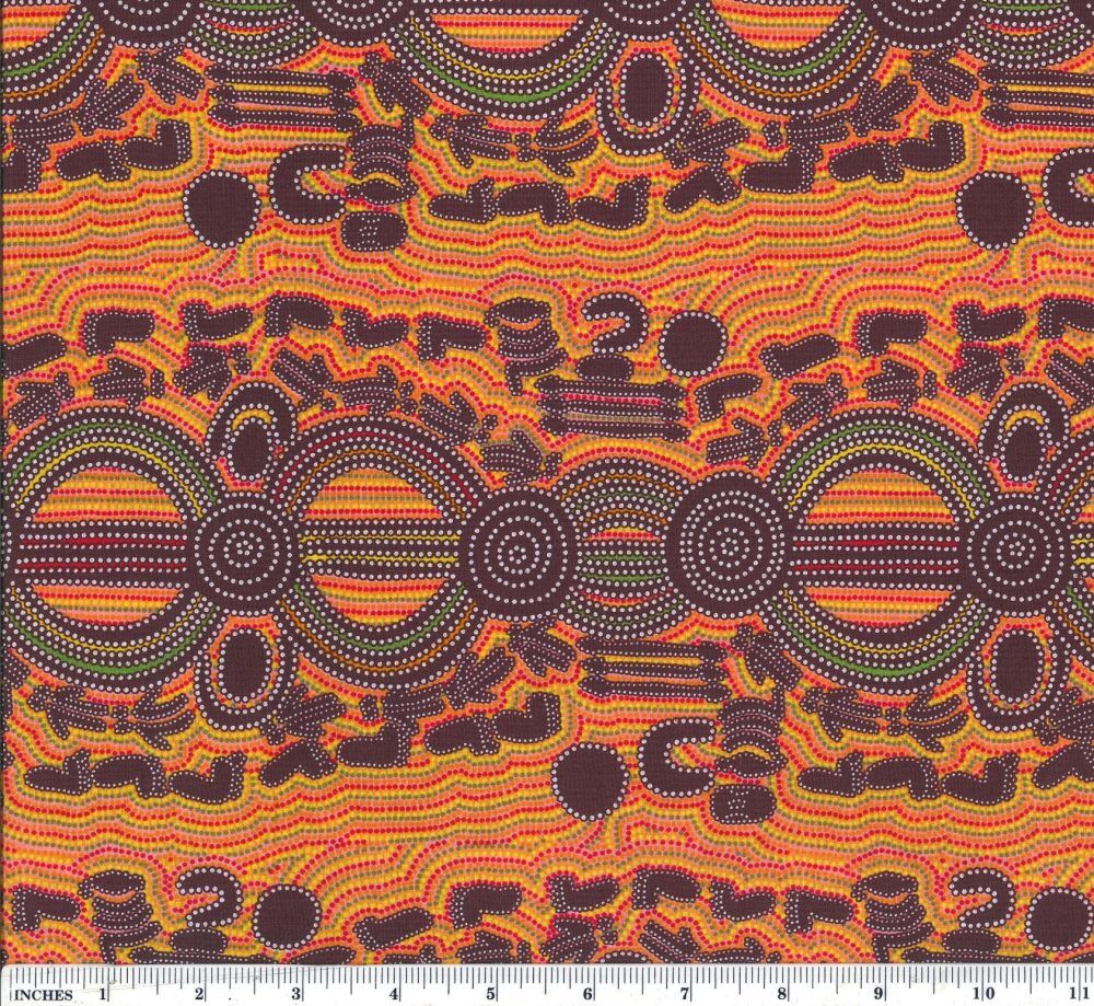 M & S Textiles Australia  Rock Wallaby  Dreaming Orange RWDO