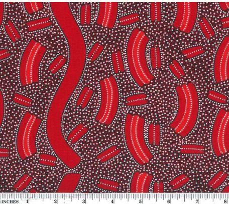 M & S Textiles Australia Mulga Seeds by Lindsay Bird MSEDR Red