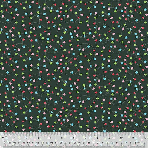 Windham Fabrics Happy Pawlidays by Jill McDonald Tangled Lights 53551 2 Soft Black