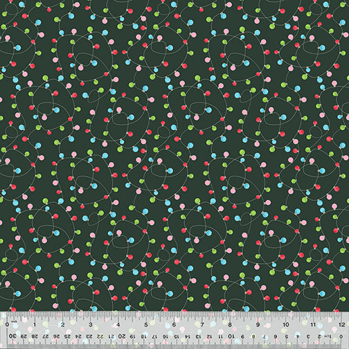 Windham Fabrics Happy Pawlidays by Jill McDonald Tangled Lights 53551 2 Soft Black