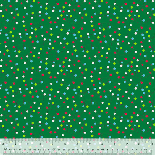 Windham Fabrics Happy Pawlidays by Jill McDonald Tangled Lights 53551 5 Evergreen