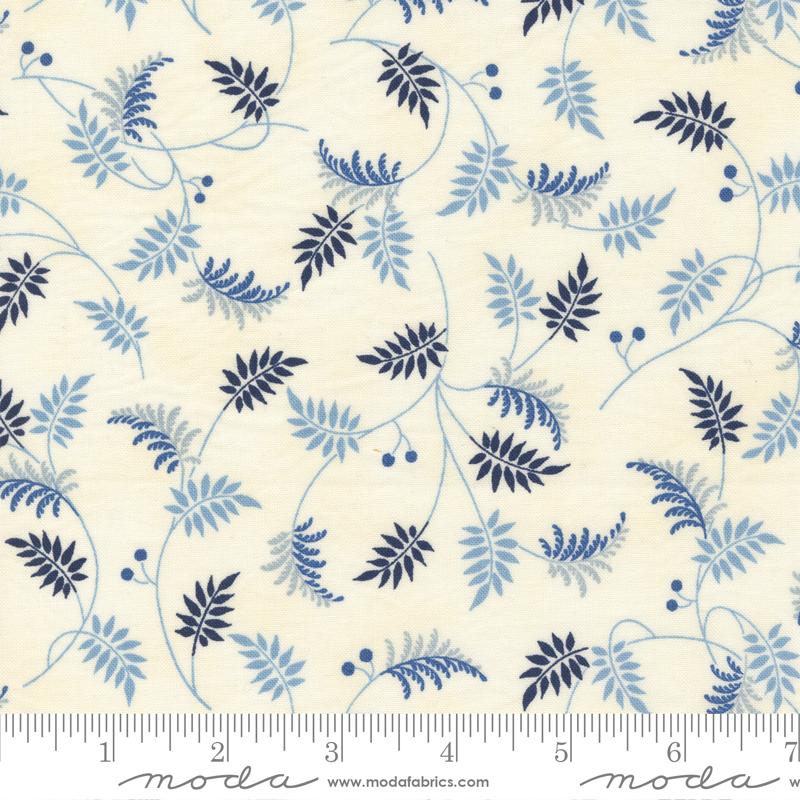 Moda Fabrics Amelias Blues by Betsy Chutchian Trailing Leaves 31651 11 Ivory