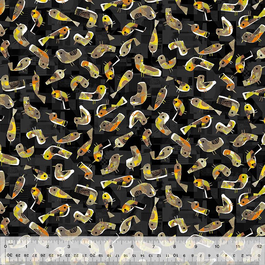 Windham Fabrics Catsville Digital Print by Gareth Lucas Birdie 53485D-2 Night