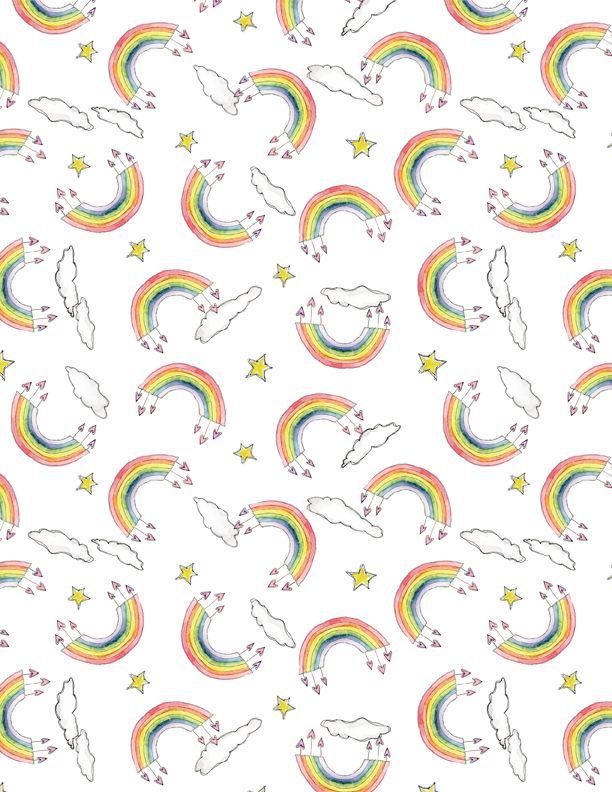 Wilmington Prints Sweet World by Charlotte Grace Rainbows 3021-10512-153 White