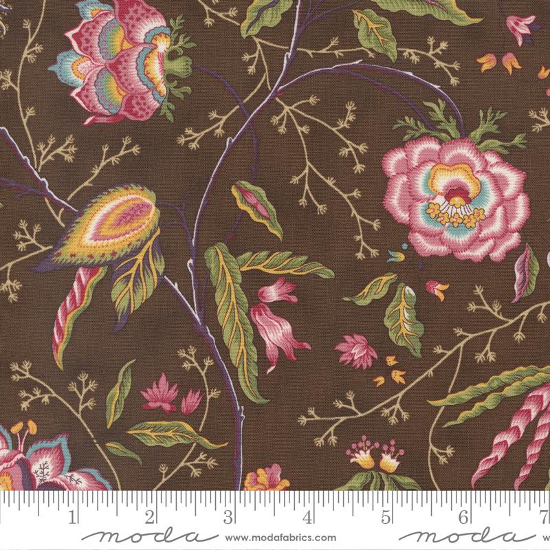 Moda Fabrics Florence's Fancy by Betsy Chutchian Fanciful Florals 31660 17 Chocolate