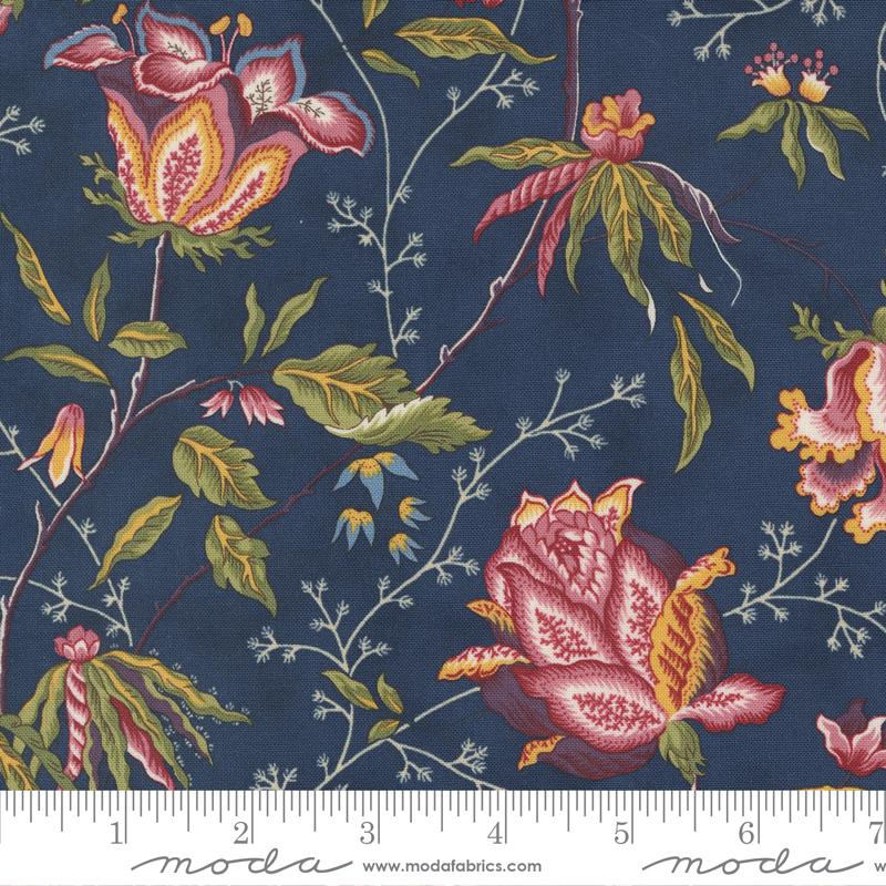 Moda Fabrics Florence's Fancy by Betsy Chutchian Fanciful Florals 31660 18 Indigo