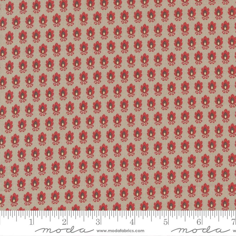 Moda Fabrics La Grande Soiree by French General Castlenau 13928 15 Roche Faded Red