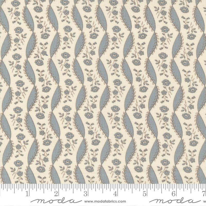 Moda Fabrics La Grande Soiree by French General Versaille Stripes 13926 22 Pearl Ciel Blue