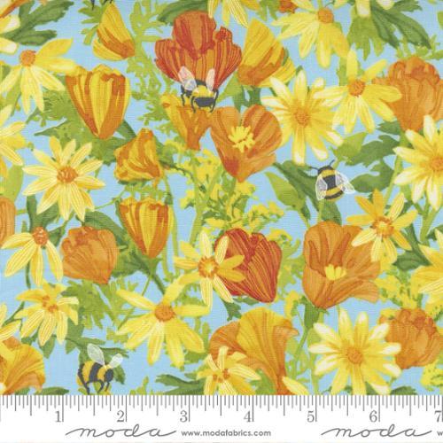 Moda Fabrics Wild Blossoms by Robin Pickens Daisies and Poppies 48731 23 Mist