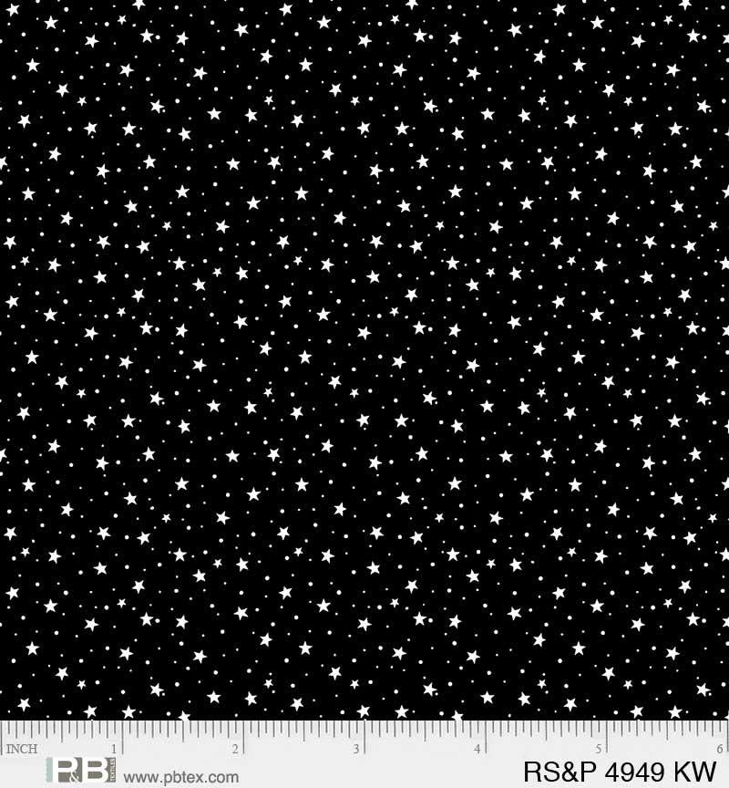 P&B Textiles Ramblings Salt & Pepper Starry Sky RSPE 4949 KW Black