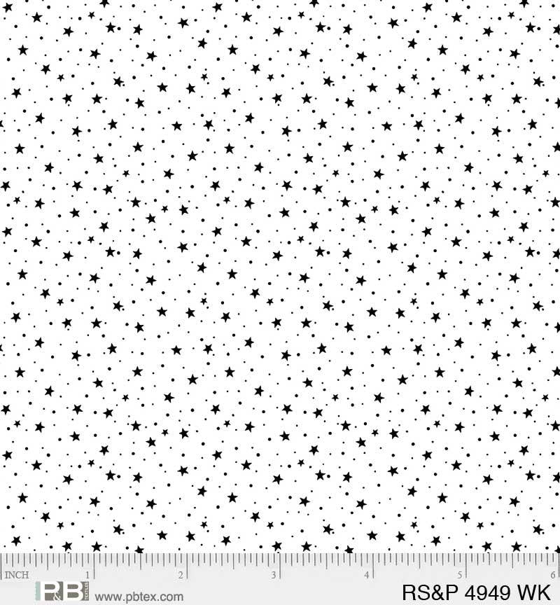 P&B Textiles Ramblings Salt & Pepper Starry Sky RSPE 4949 WK White