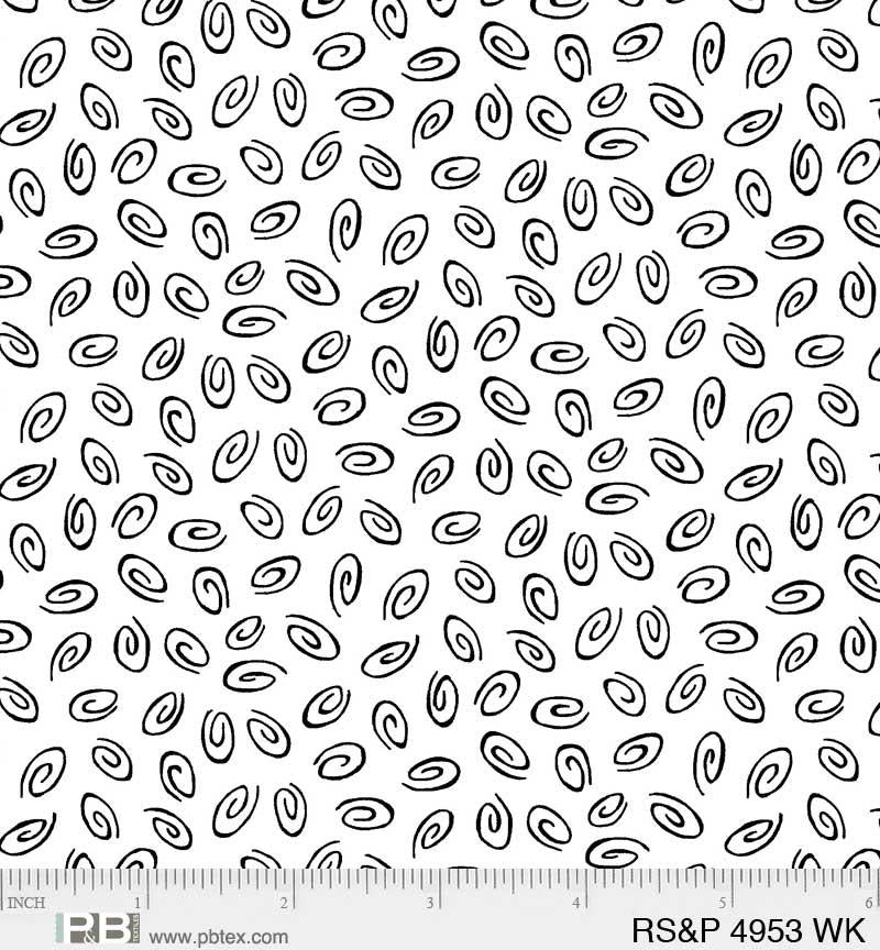 P&B Textiles Ramblings Salt & Pepper Tossed Swirls RSPE 4953 WK White