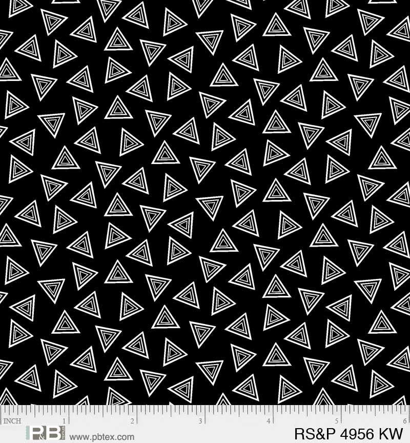 P&B Textiles Ramblings Salt & Pepper Tossed Triangles RSPE 4956 KW Black