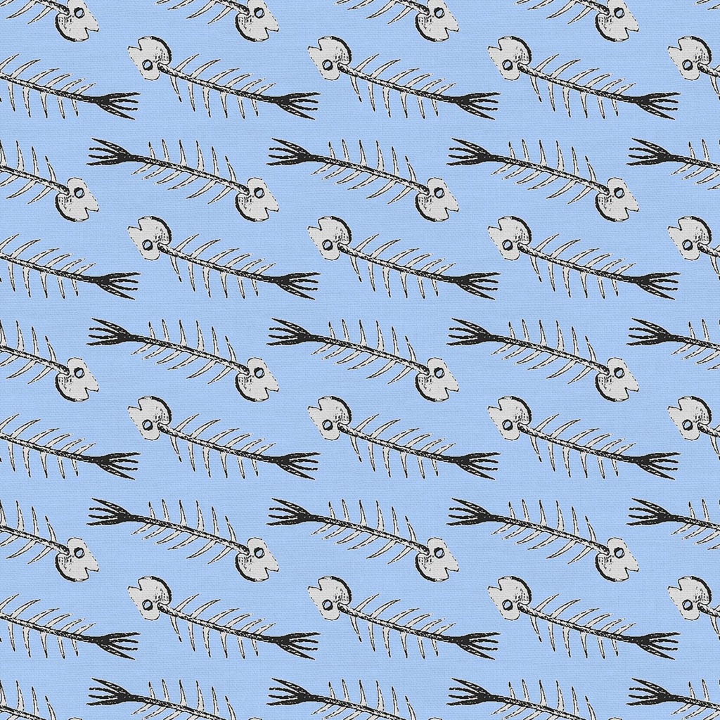 Paintbrush Studio Fabrics Raccoon Ruckus Fish Bones PSF120 22719 Blue/Gray