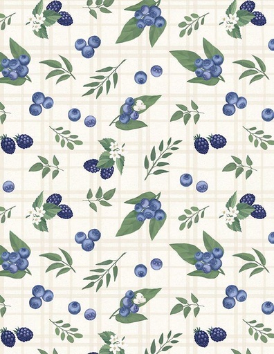 [166752] Wilmington Prints Fresh & Sweet by Janelle Penner Blueberry & Blackberry Toss 3024 88650 147 Cream