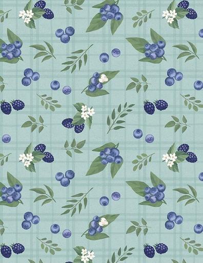 [166753] Wilmington Prints Fresh & Sweet by Janelle Penner Blueberry & Blackberry Toss 3024 88650 747 Teal