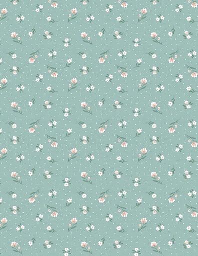 [166755] Wilmington Prints Fresh & Sweet by Janelle Penner Small Floral 3024 88651 717 Teal