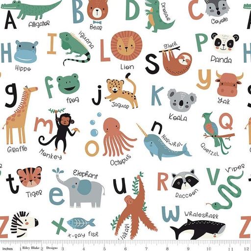 [168871] Riley Blake Designs Alphabet Zoo C14090 White