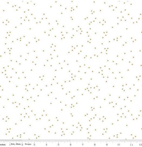 [165771] Blossoms on White In Color SC730 Gold Sparkle