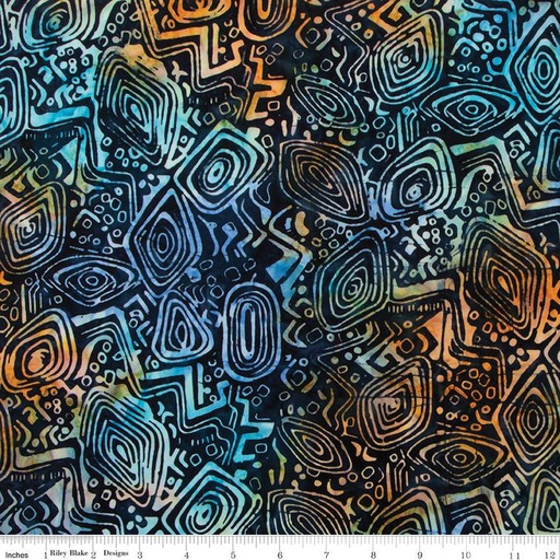 [170359] Riley Blake Designs Expressions Batiks Bayou Blues BTHH1243 Round Midnight