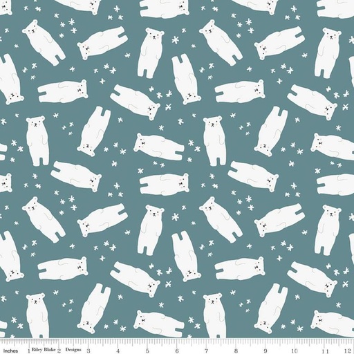 [162073] Riley Blake Designs Nice Ice Baby by Deena Rutter Polar Bear C11601 Teal