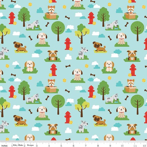 [168178] Riley Blake Designs Pets Dogs C13650 Aqua