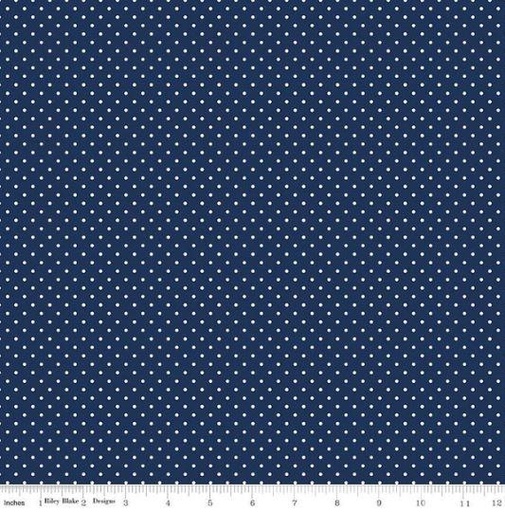 [160381] Riley Blake Designs Swiss Dot White on Navy C670 21 Navy