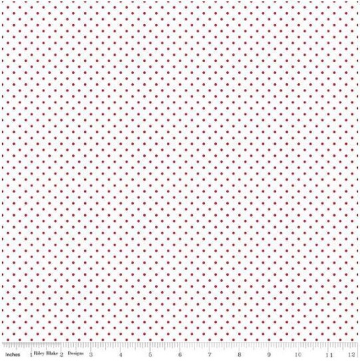 [160378] Riley Blake Designs Swiss Dot White Red C660 80 Red