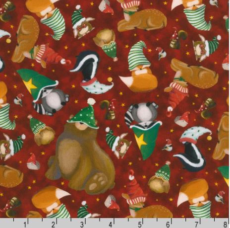 [168006] Robert Kaufman Fabrics Gnomeland Critters SKRD 21926 3 Red