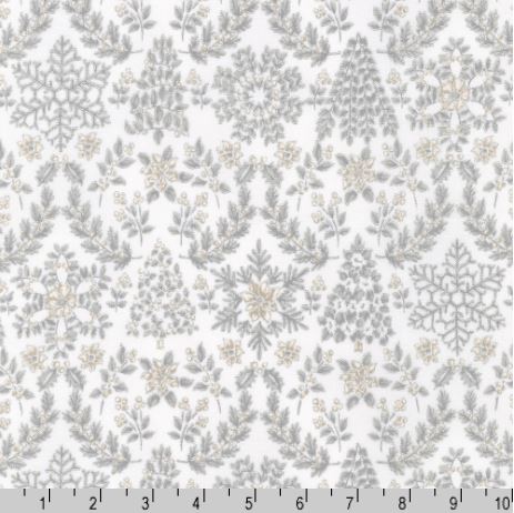 [167995] Robert Kaufman Fabrics Holiday Flourish-Snow Flower SRKM 21601 412 Dove