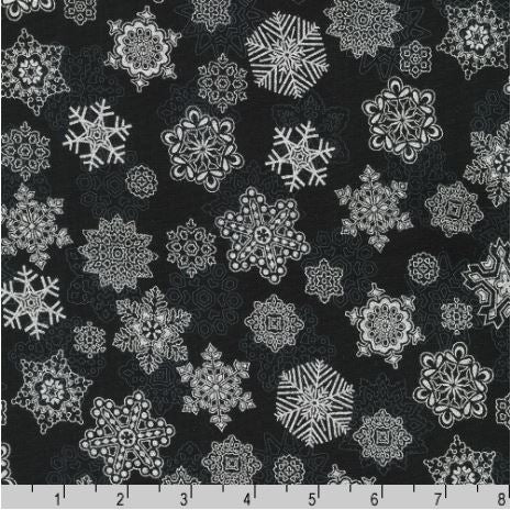 [167987] Robert Kaufman Fabrics Holiday Flourish-Snow Flower SRKM 21603 181 Onyx