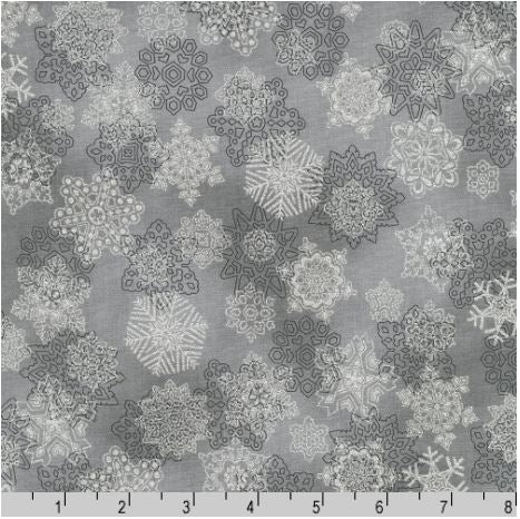 [167983] Robert Kaufman Fabrics Holiday Flourish-Snow Flower SRKM 21603 183 Pewter