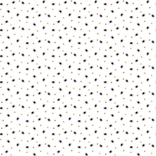 [170527] Timeless Treasures Haunted House Tiny Spiders & Dots BOO CD2935 White
