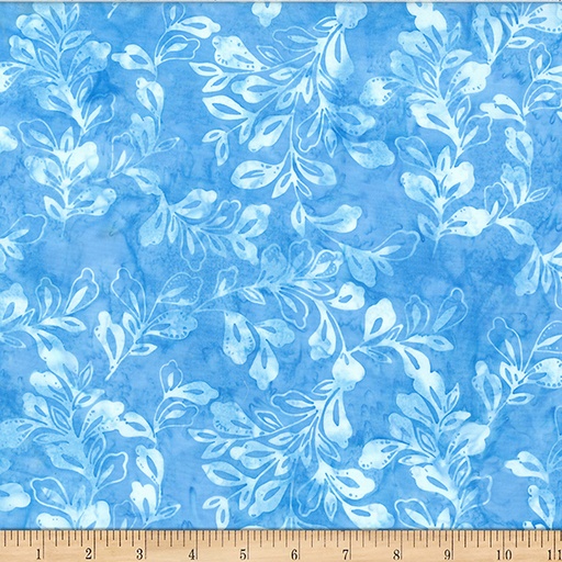 [173578] Bali Batik Decorative Leaves W2583-1 Azure