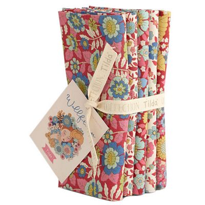 [175399] Tilda Wallflower FQ Bundle TIL300233 Burgundy/Pink