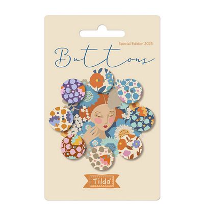 [175405] Tilda Wallflower Buttons TIL400071 Blue/Thistle