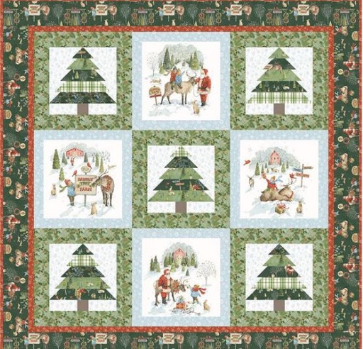 [175438] Santa's Tree Farm Panel Quilt Kit KT-16450