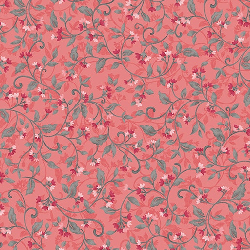 [167667] Benartex Fabrics Wander Lane II by Nancy Halvorsen Snowdrop 13654 26 Coral
