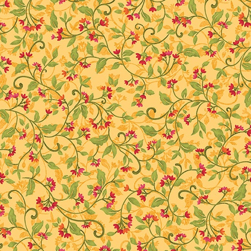 [167668] Benartex Fabrics Wander Lane II by Nancy Halvorsen Snowdrop 13654 30 Gold