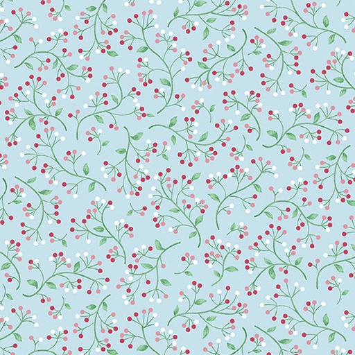 [167673] Benartex Fabrics Wander Lane II by Nancy Halvorsen Winter Berry 13656 05 Ice