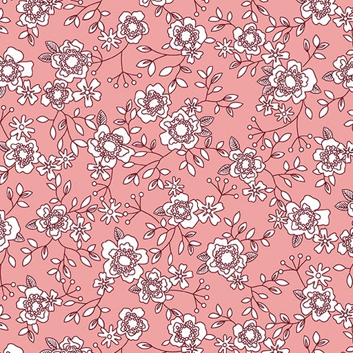 [167664] Benartex Fabrics Wander Lane II by Nancy Halvorsen Winter Rose 13653 26 Coral