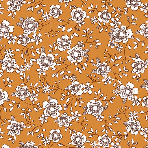 [167665] Benartex Fabrics Wander Lane II by Nancy Halvorsen Winter Rose 13653 36 Pumpkin