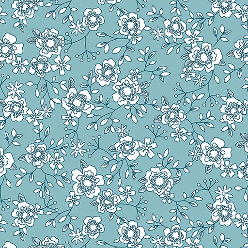 [167690] Benartex Fabrics Wander Lane II by Nancy Halvorsen Winter Rose 13653 84 Teal