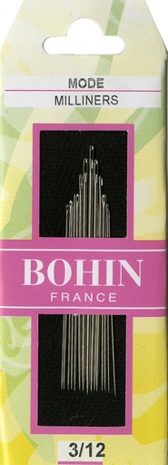 [150652] Bohin Discovery Pack Assorted Milliners Straw Needles Size 3/12, 15ct, 00669