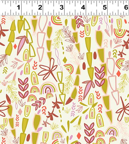 [164279] Clothworks Boho Garden by Teresa Maguson Hanging Succulents Y3569 74 Raspberry