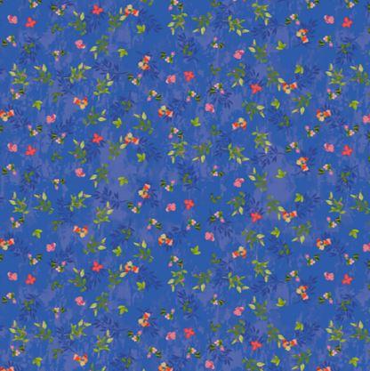[163654] Clothworks Feathered Friends by Sue Zipkin Sprigs Y3495 91 Light Royal Blue